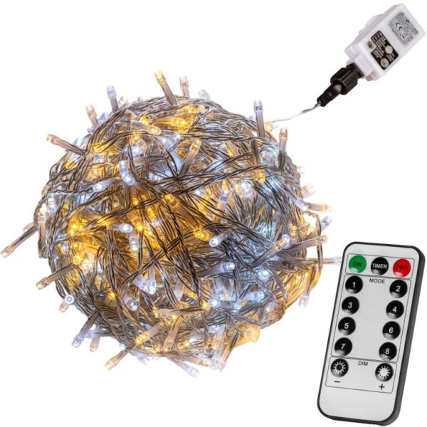 VOLTRONIC Vánoční řetěz 5 m, 50 LED, teple/studeně bílý